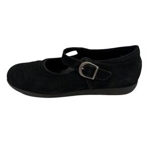 Mary Jane Flats Black Suede  8.5W WIDE Ballet Adjustable Buckle Comfort USA